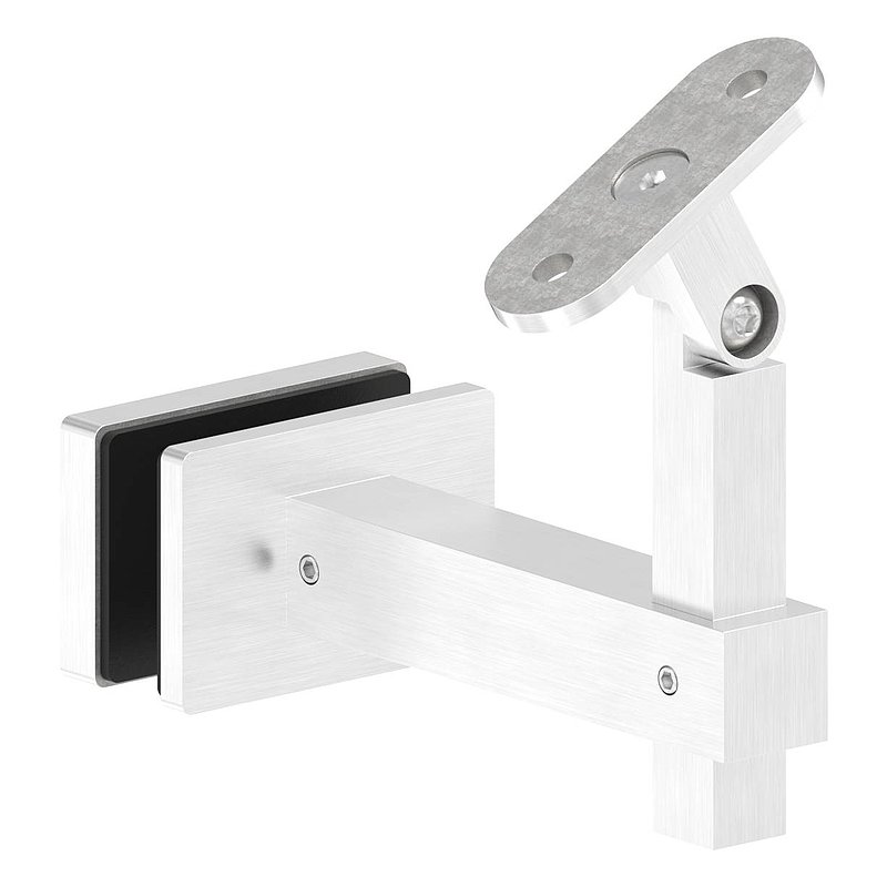 Handlaufhalter eckig mit gerader Handlaufanschlussplatte, V4A