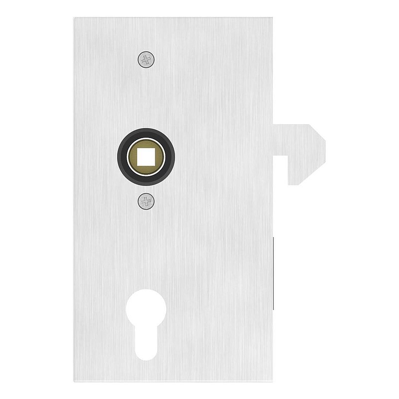 Stainless steel lock case with galvanised lock and hook latch for sliding gates, 40x94.5x173mm