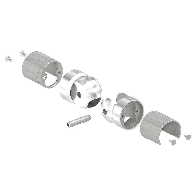 Hinge connector for LED slotted tube 42.4mm, AISI304