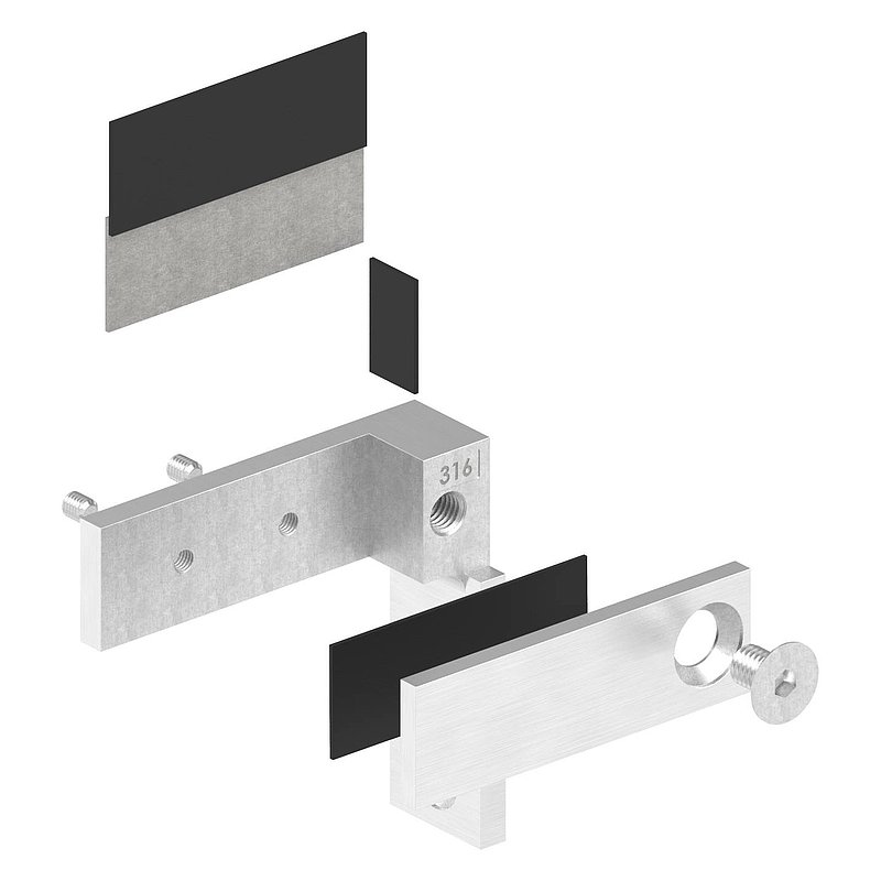Glass connector for wall mounting, for glass 12 - 12.76mm, AISI316