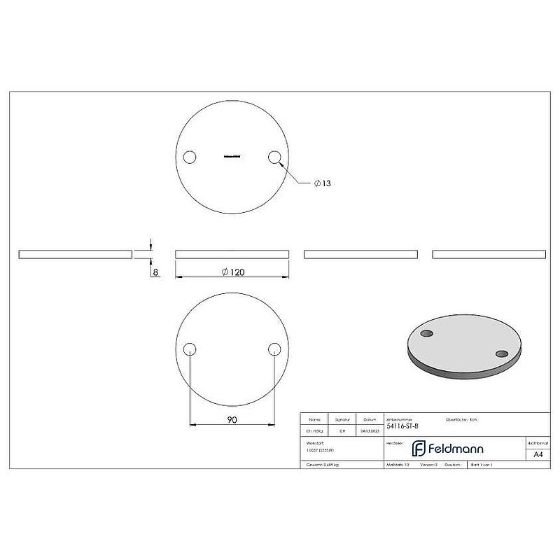 Plaque d'ancrage 120x8mm