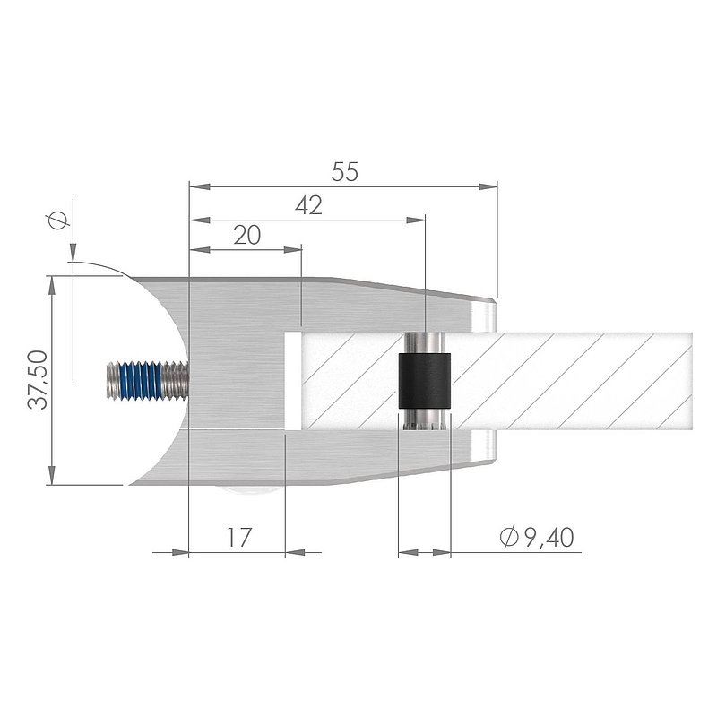 Pince à verre modèle 35, jonction: 42,4mm, V4A