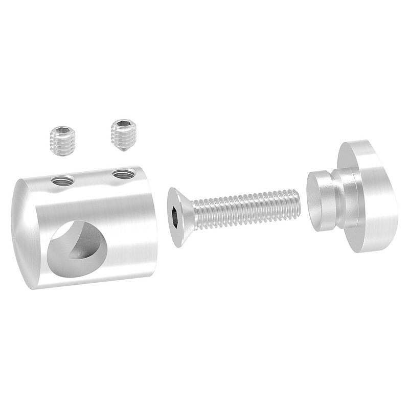Cross bar holder for 48.3 mm tube, 12.2 mm hole, AISI304