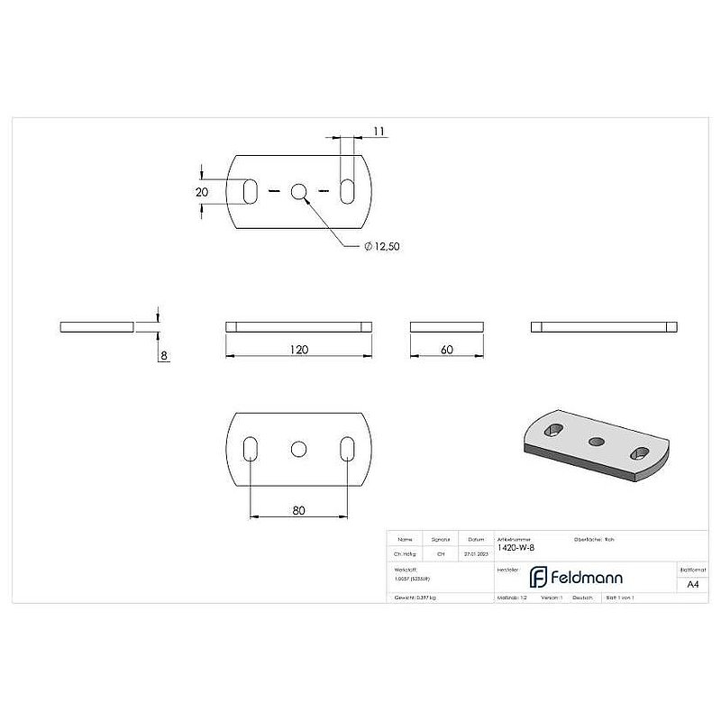 Ankerplatte 120x60x8mm