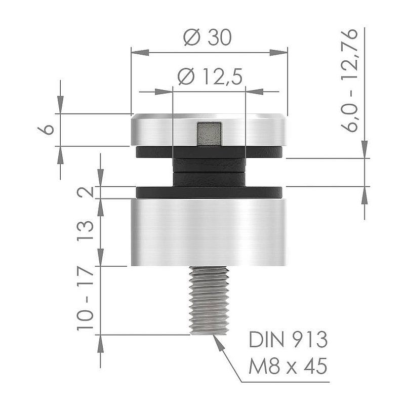 Glass point holder 30mm, connection: flat, VA effect