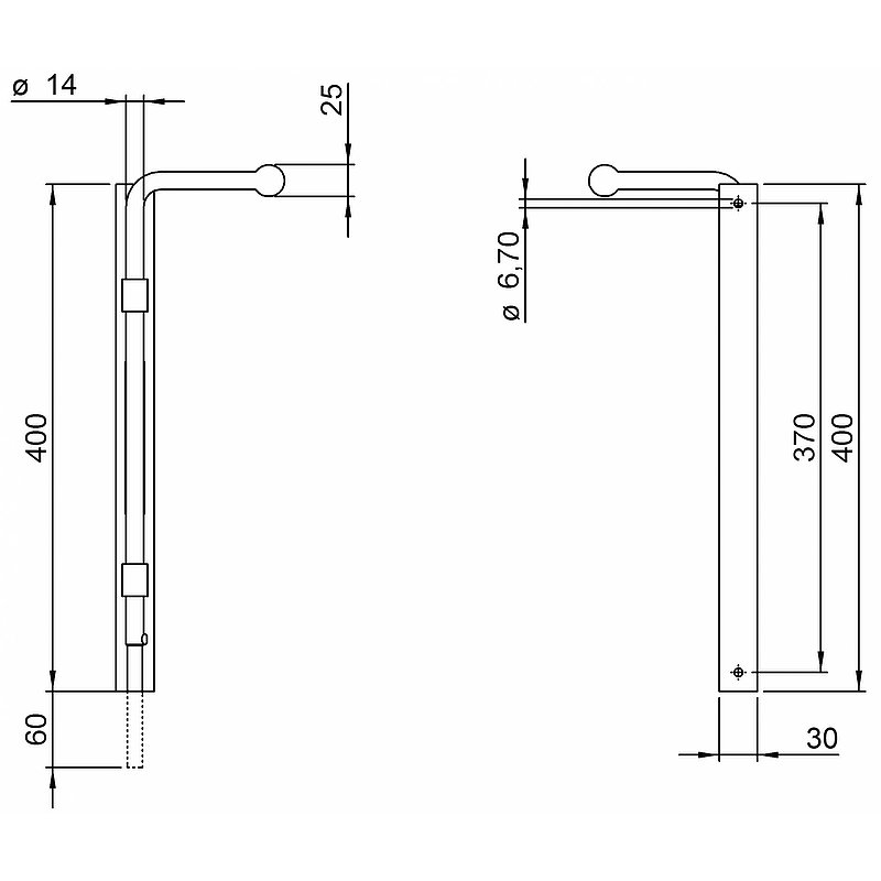 Bolt-on gate latch, Ø 14mm, AISI304