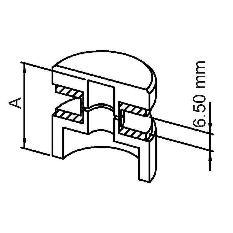 Unterteil Ø 30mm, mit Durchgangsbohrung , T: 30mm, V2A