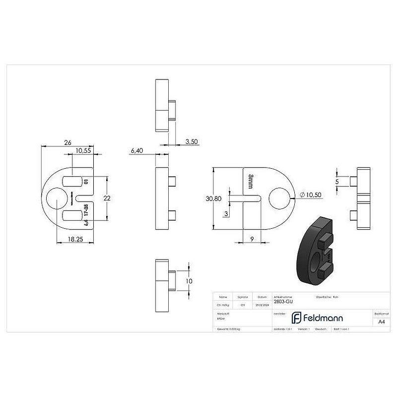 Gummi für Mod. 28, Blech 3mm