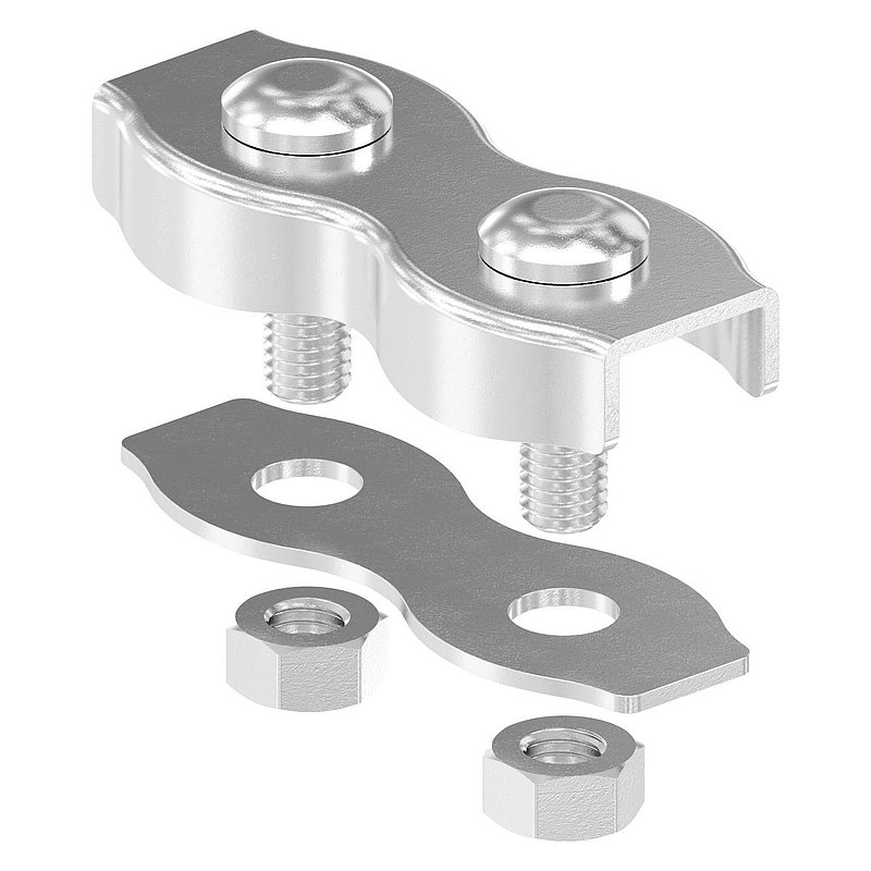 Serre-câble plat double pour câble 8mm, V4A