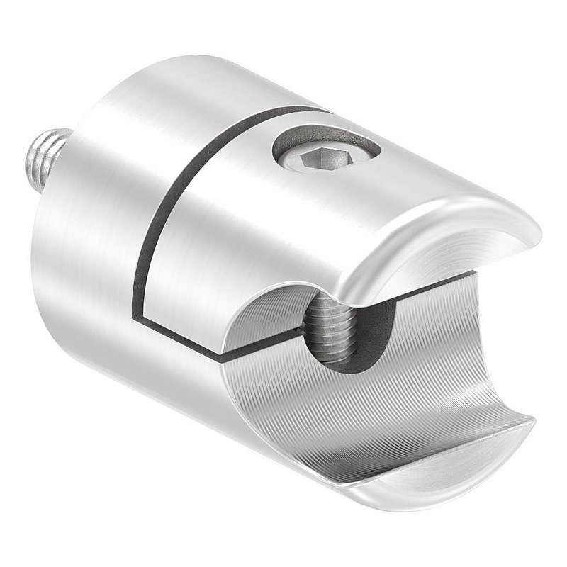 Halter für rundes Klemmprofil 18mm Anschluss: gerade, V2A