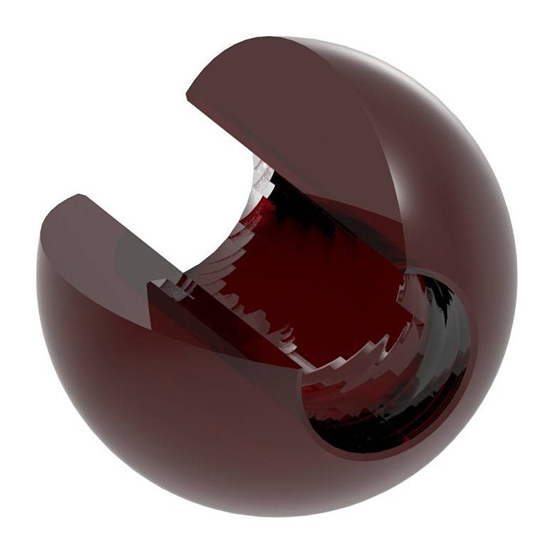 Boule en verre rouge Ø 30mm avec trou de passage Ø 12,3mm