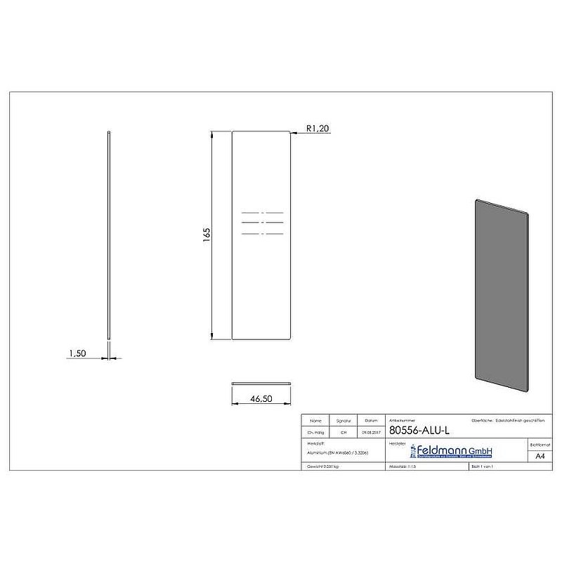 Embout pour profilé aluminium 80200-ALU, max. 41° inclinaison