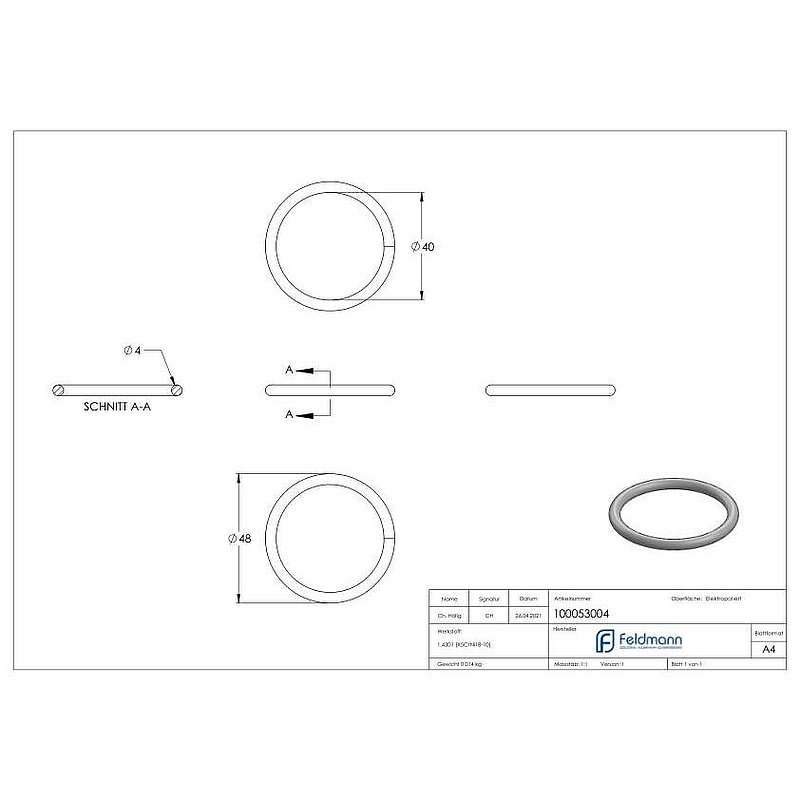 Ring, Außendurchmesser: 48mm, V2A