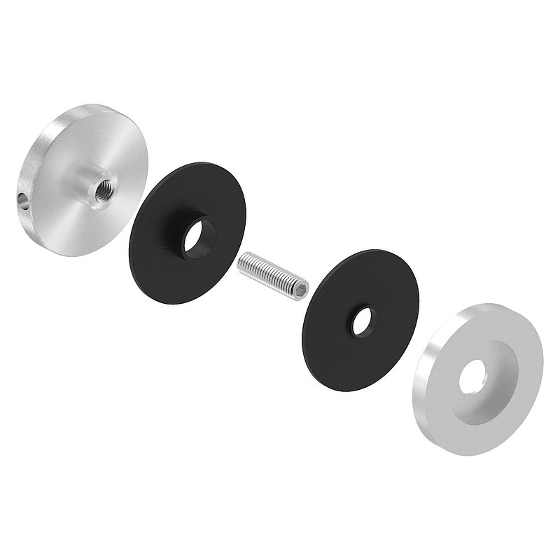 Point de fixation pour verre Ø 52 mm, adapté pour les supports Brenk, V2A