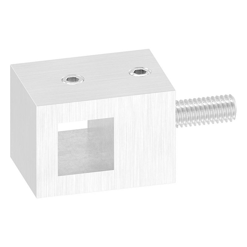 Cross bar holder for straight connection, 12x12mm square, AISI304