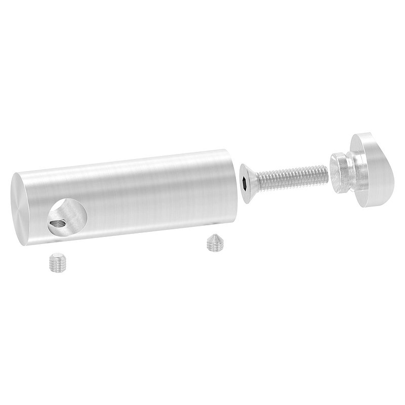 Cross bar holder extended, with through-hole for 33.7 mm tube, 12.2 mm hole, AISI304
