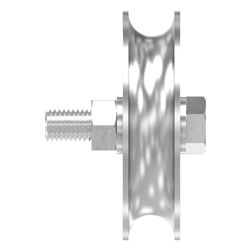 Schiebetorrolle Ø 100mm mit Rundrille Ø 20mm, V4A