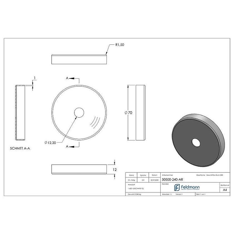 Cliprosette von 50500-240 und 50501-240, V2A