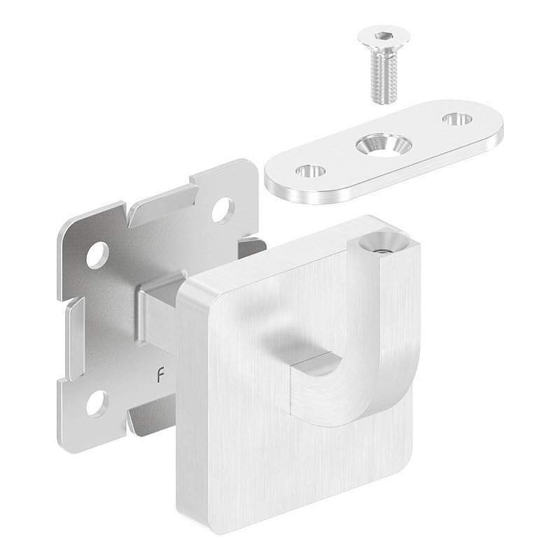 Handrail bracket with flat handrail connection plate (round plate and bracket welded), AISI304