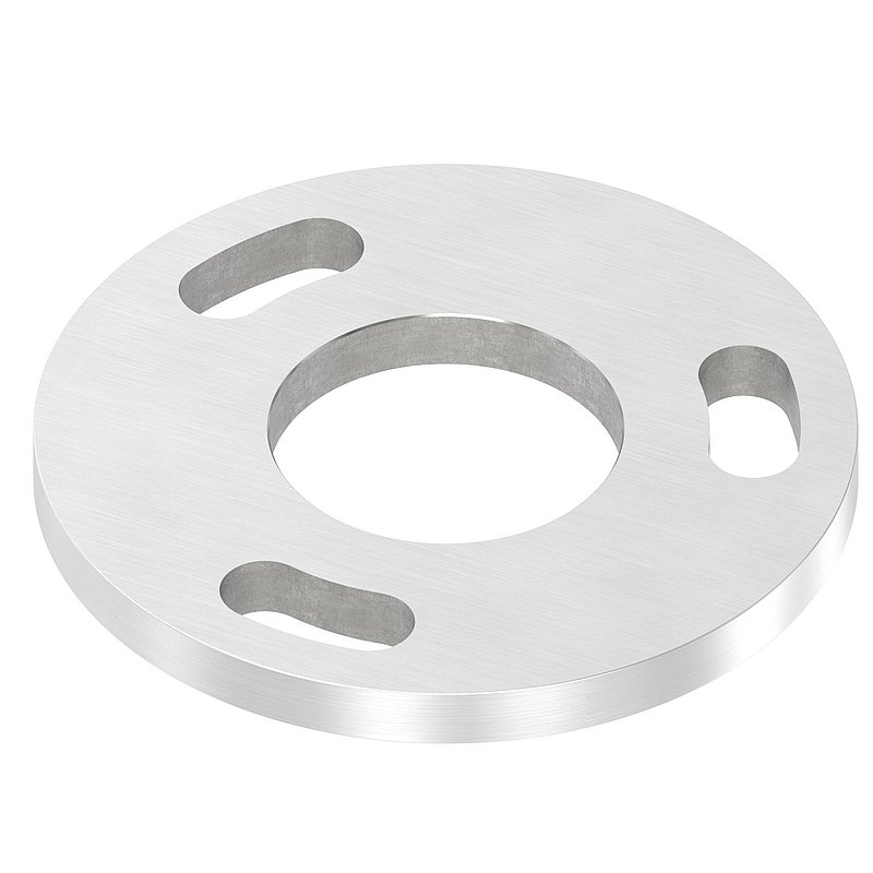 Plaque d'ancrage Ø 100x8mm, avec ponçage longitudinal, V2A