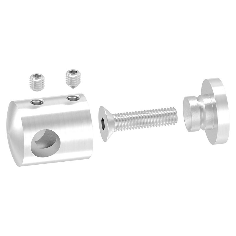 Querstabhalter für geraden Anschluss, 10,2mm Bohrung,V2A