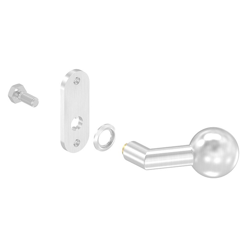 Door knob, Ø 50mm, with short backplate, AISI304
