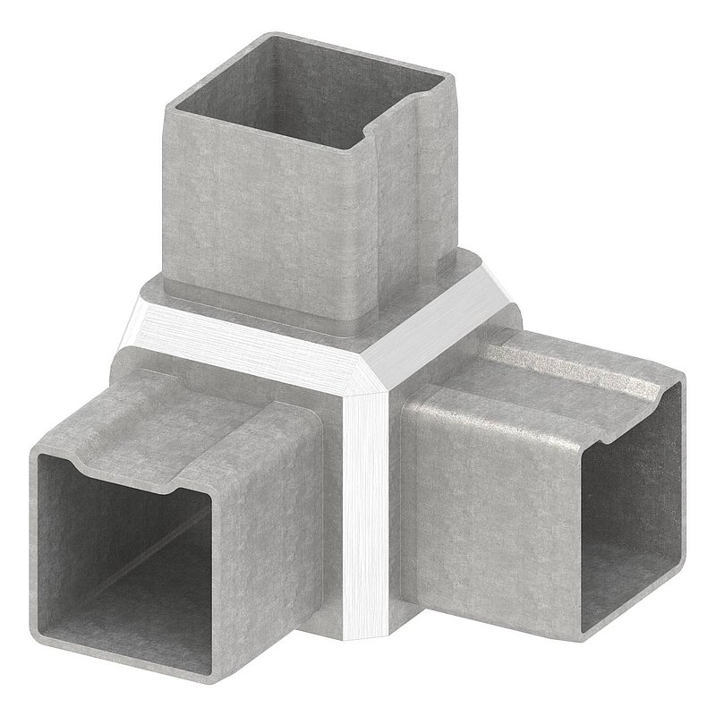 Eckstück 90° mit 3 Abgängen für Rohr 40x40x2,0mm