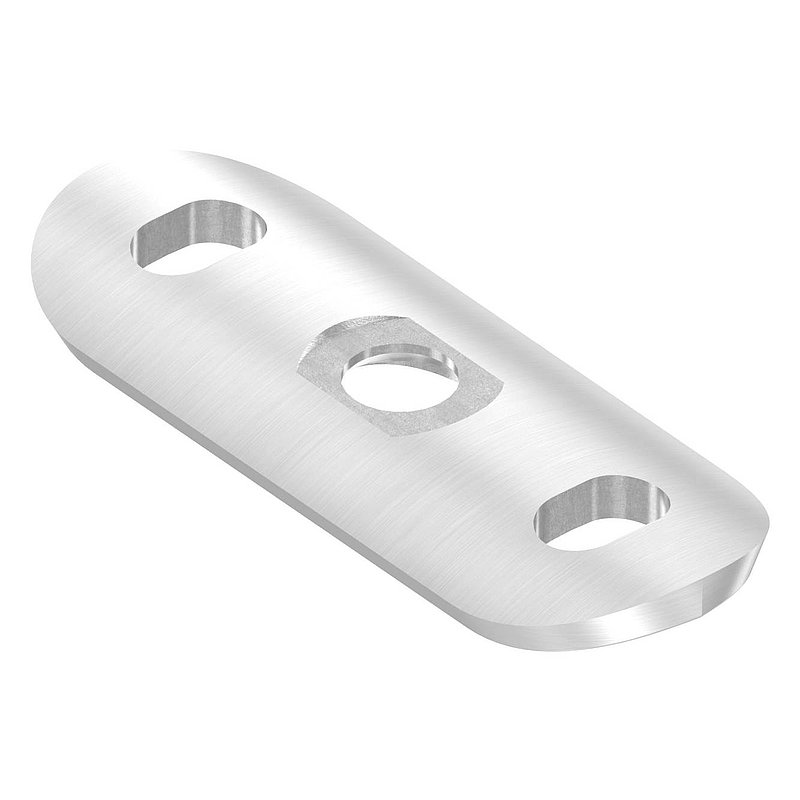 Handrail connection plate, 42.4 mm with slotted holes, AISI304