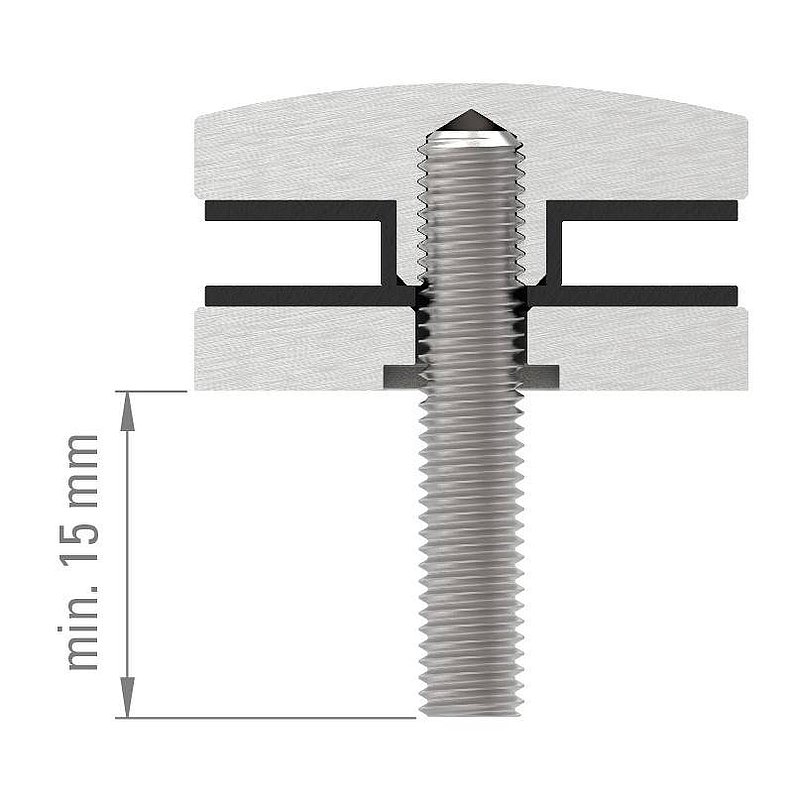 Glaspunkthalter 52mm, Anschluss: flach, V2A