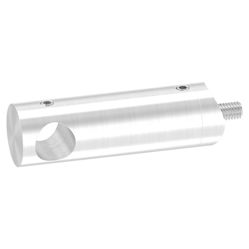 Cross bar holder extended, with through-hole for 33.7 mm tube, 14.2 mm hole, AISI304