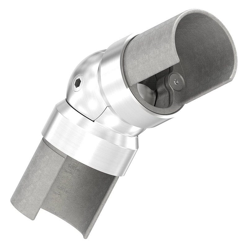Hinge connector for LED slotted tube 42.4mm, AISI304