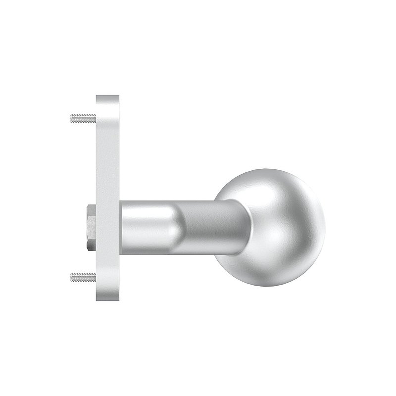 Poignée de porte boule fixe coudée