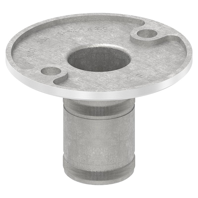 Ancrage mural et au sol avec striures, pour tube 42,4x2,0mm, V2A