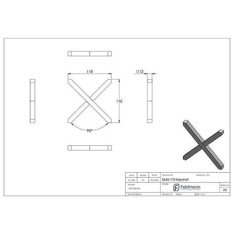Cross 12x12mm, 110x110mm