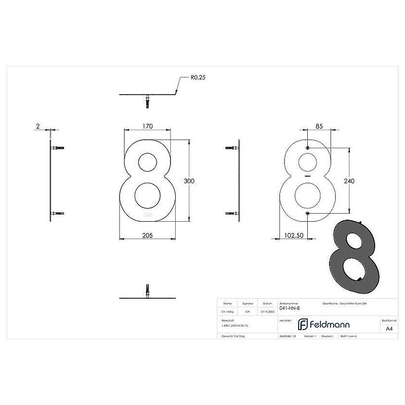 Numéro de maison 8 - "grand", V2A