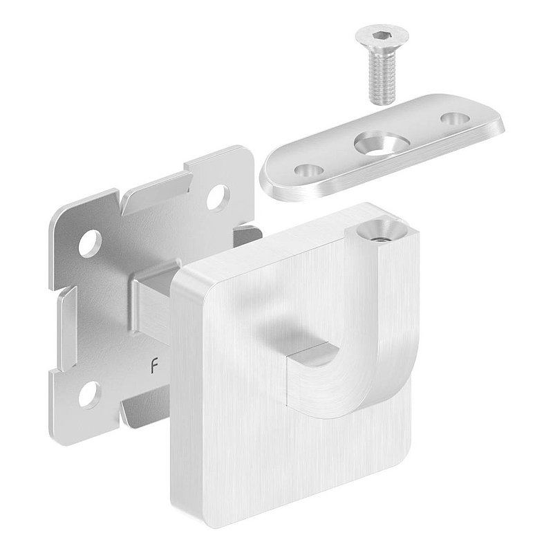 Handrail bracket with handrail connection plate and cover rosette (round plate and bracket welded),