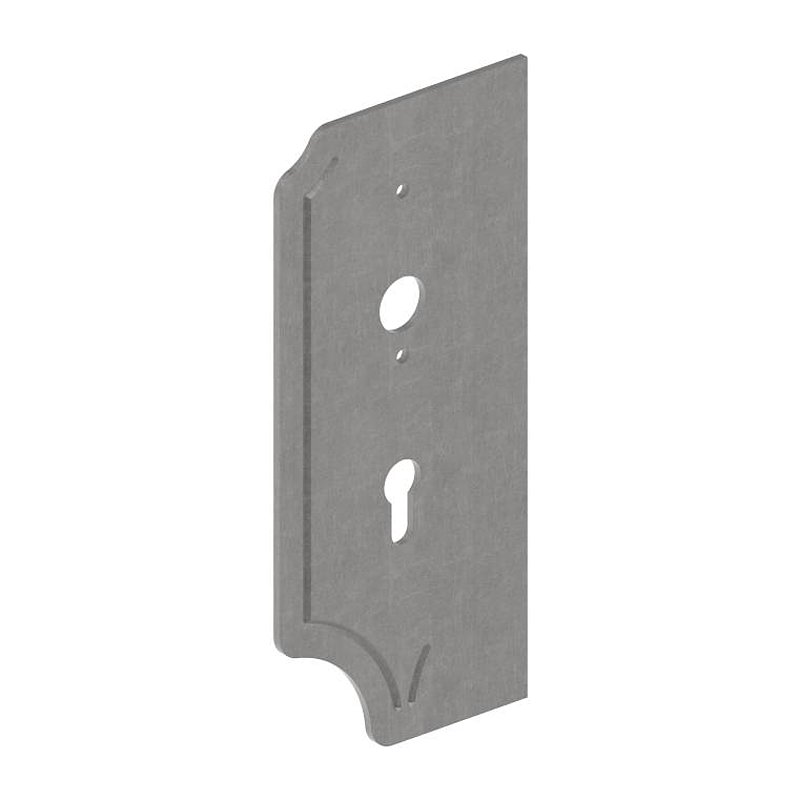 Plaque de serrure perforée, gauche, avec position du cylindre de serrure à 60mm, distance 72mm