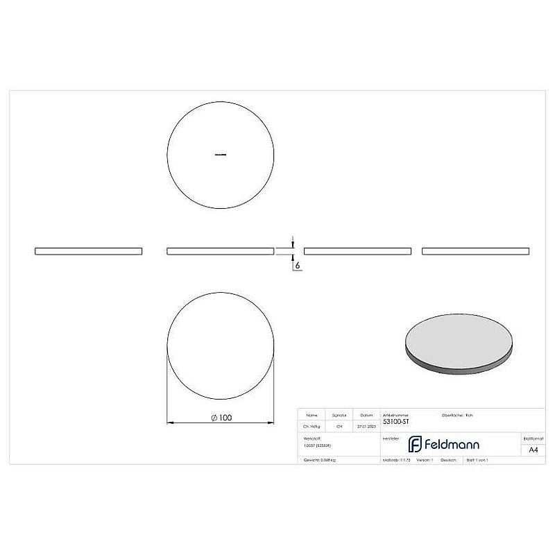 Ronde 100x6mm