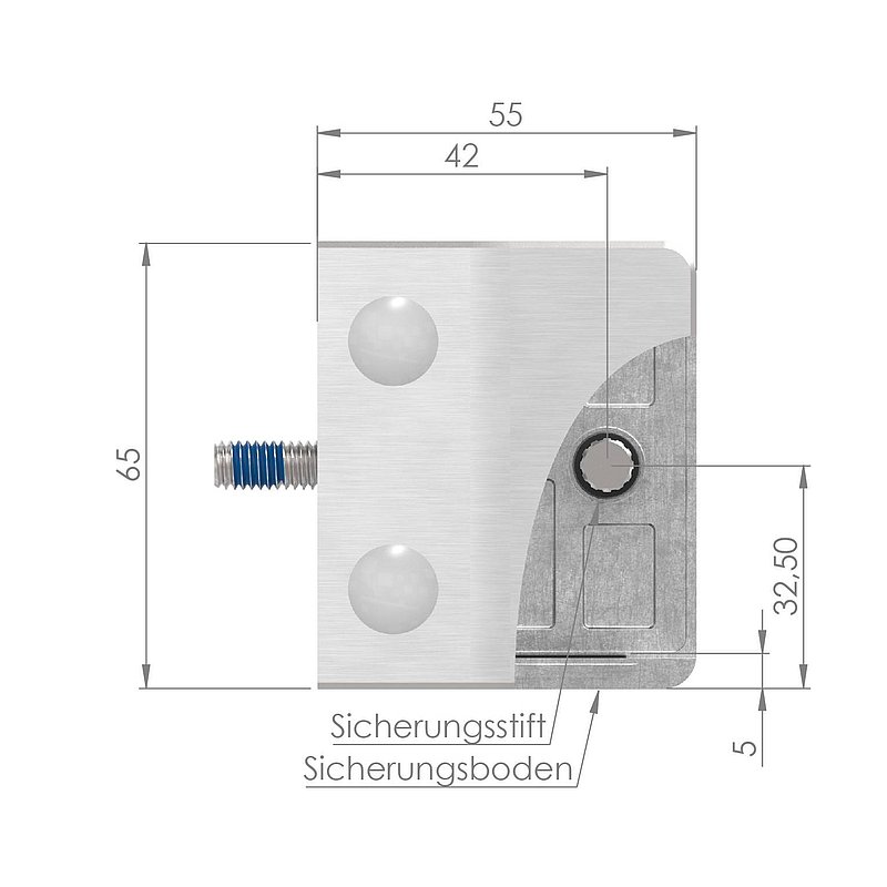 Glasklemme Mod. 35, Anschluss: gerade, Zink roh