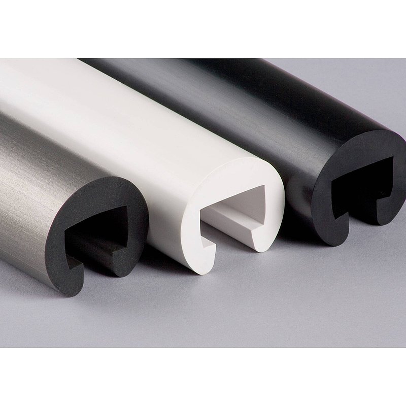 Profilé de main-courante en PVC Ø40mm pour 25x15mm, gris trafic