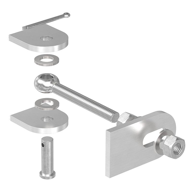 Gond 180° réglable, filetage M12, V2A