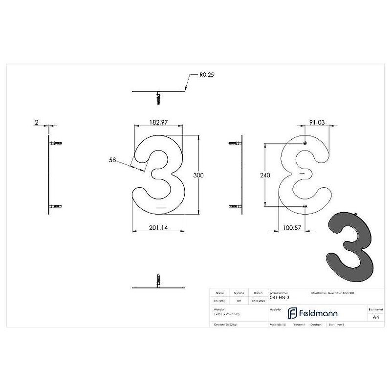 Numéro de maison 3 - "grand", V2A