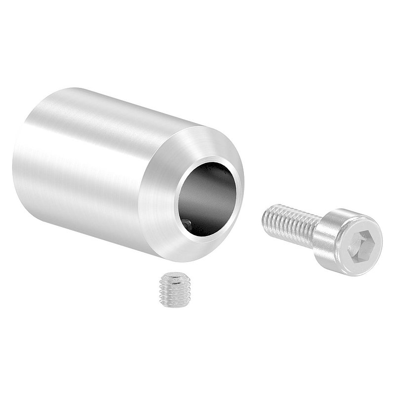 Querstabhalter zum Stoßen, Bohrung Ø 12,5mm, flacher Anschluss, V2A