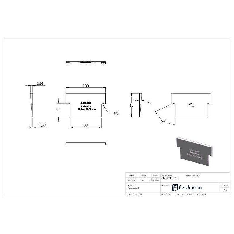Cale (vert) pour set caoutchouc 80502-GU