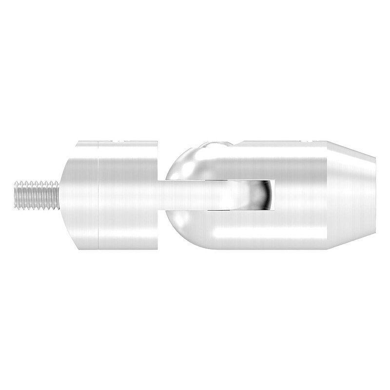 Cross bar holder with joint (for pushing from the front) 33.7 mm tube, 14.2 mm hole, AISI304