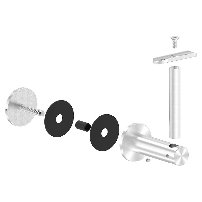 Handlaufhalter für Glas, Handlaufanschlussplatte 42,4mm, V2A