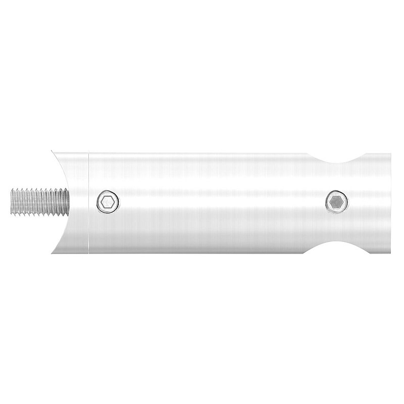 Cross bar holder extended, with through-hole for 33.7 mm tube, 14.2 mm hole, AISI304