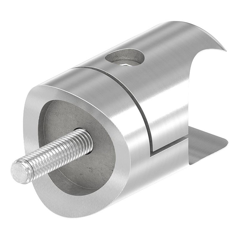 Holder for round clamping profile 27mm Connection: 48.3mm, AISI304