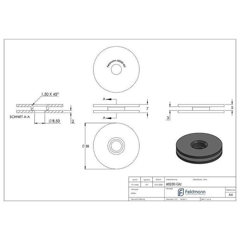 Paire de  caoutchoucs pour point de fixation 40mm