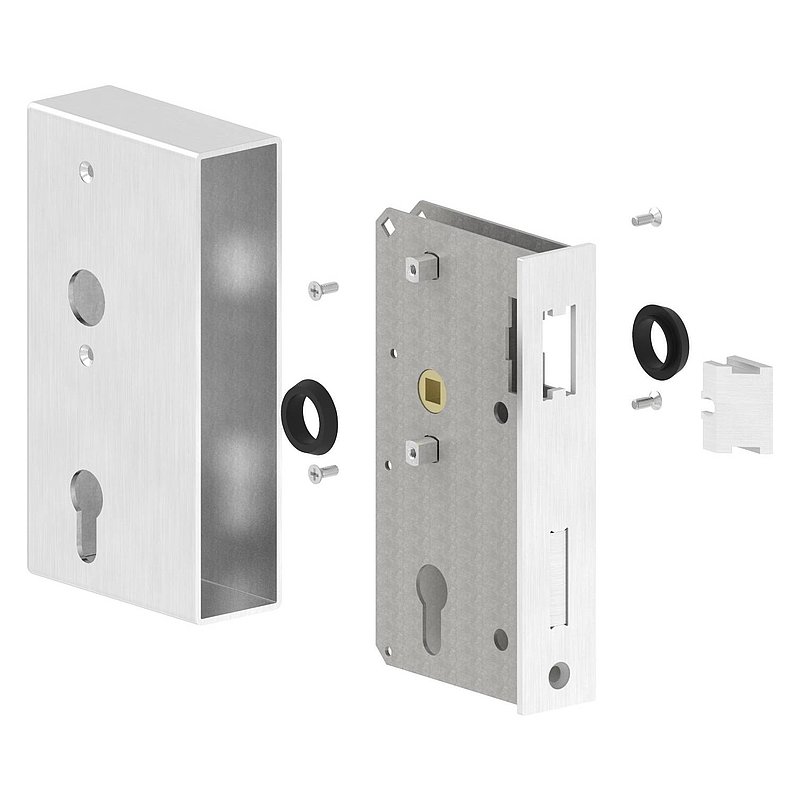 Stainless steel lock case with galvanised lock, dimensions: 40x94.5x173mm